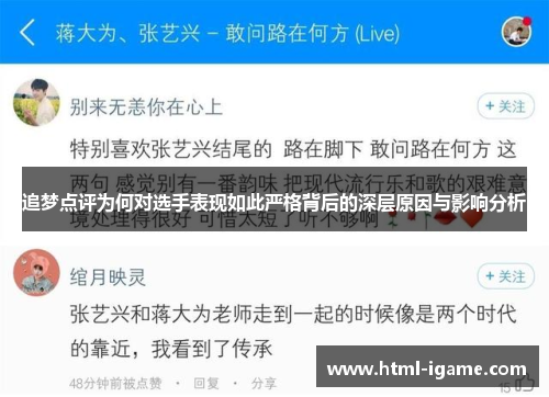 追梦点评为何对选手表现如此严格背后的深层原因与影响分析
