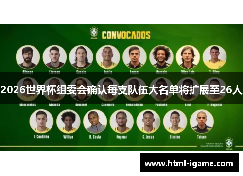 2026世界杯组委会确认每支队伍大名单将扩展至26人
